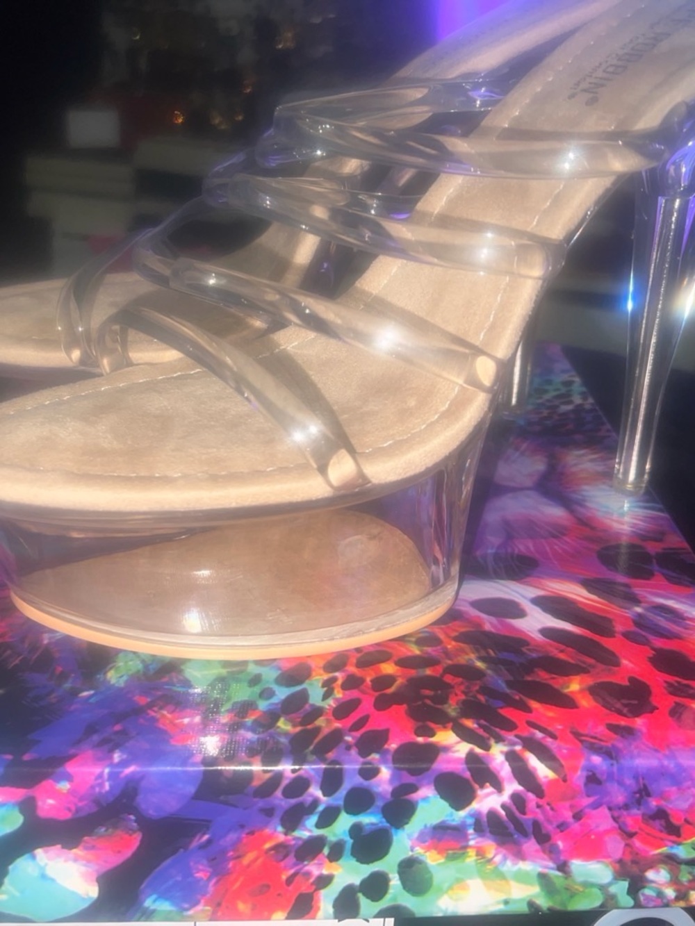 Cape Robbin Clear Platform Strappy Heels with Nude Insole